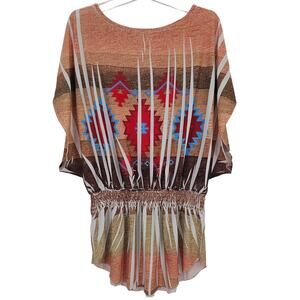 VTG Charming Charlie Womans size M Southwest Aztec Peplum Blouse USA Boho